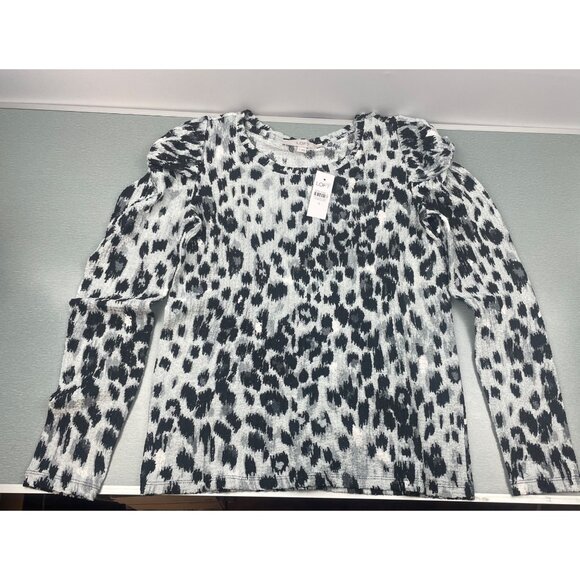 LOFT WOMEN Animal Print Twist Sleeve Top Small - Picture 7 of 11